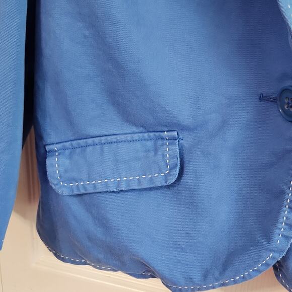 Old Navy Womens Blue Single Button Blazer Size XL Pockets Distressed 3/4 Sleeves - Picture 7 of 15